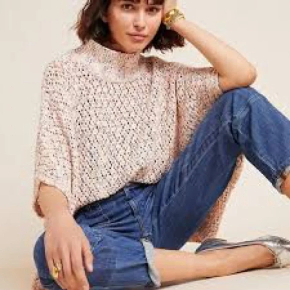 Anthropologie Oversized Anemi+ Kin Knit Cozy Spring Colorful Sweater Poncho OS